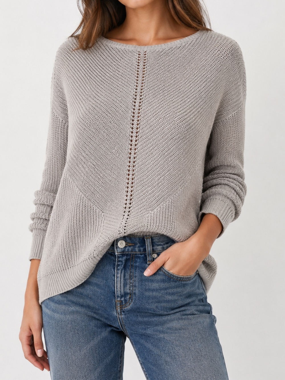 RVCA Women's Slate Grey Pullover Sweater Knit Loose Fit Soft Beige XS
